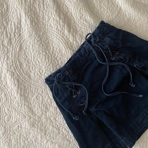 Free People denim pleated skirt